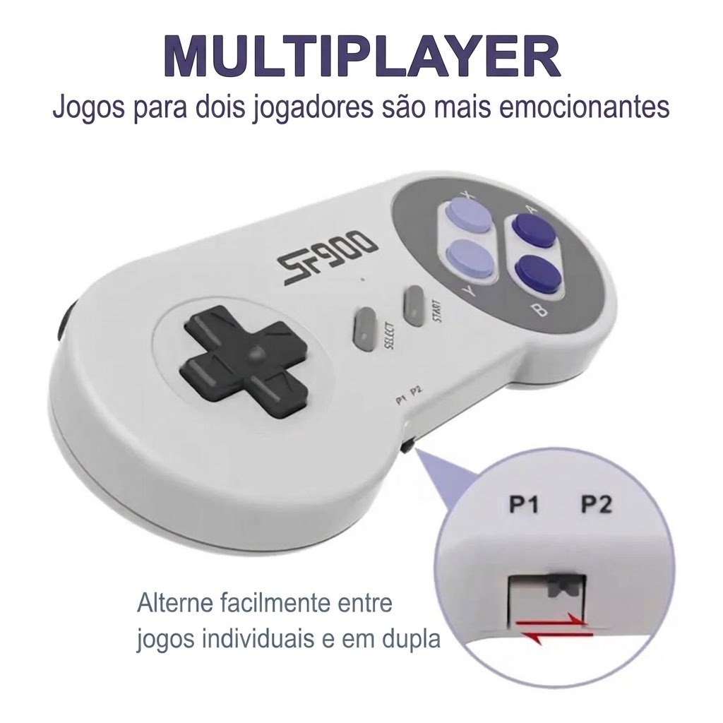 Video Game Retrô SF900 com 2400 Jogos e 2 Controles Sem Fio — foto 3