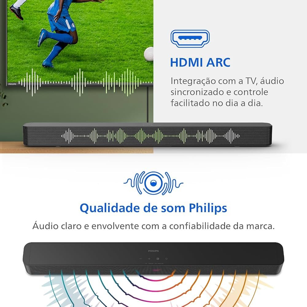 Soundbar Philips TAB4000 2.0 Canais Bluetooth Preto Bivolt — foto 3