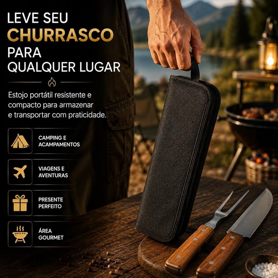 Kit Churrasco Premium Aço Inox e Madeira — foto 2