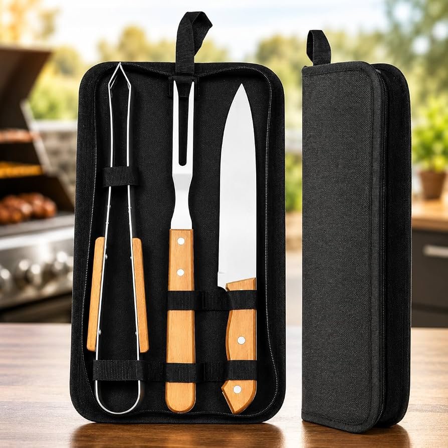 Kit Churrasco Premium Aço Inox e Madeira — foto 1