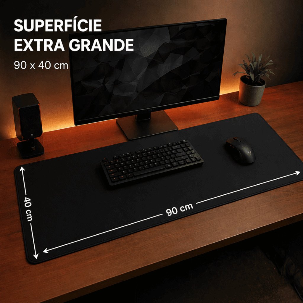 Mousepad Gamer Preto Sem Desenho Extra Grande 90 x 40 cm — foto 3