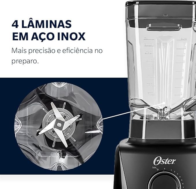 Liquidificador Oster 1400 Full Preto 1400W — foto 6