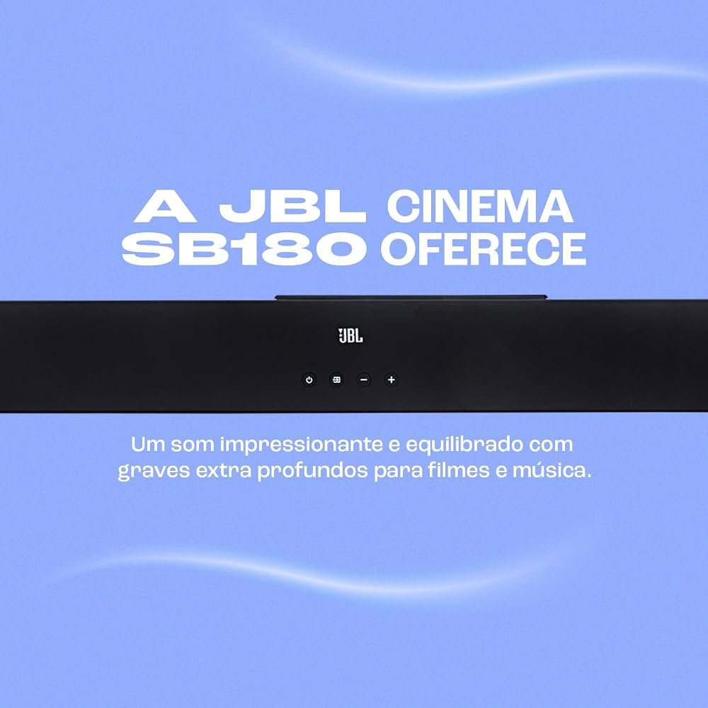 Soundbar JBL Cinema SB180 2.1 Canais com Subwoofer Sem Fio 110W RMS Bivolt Preto — foto 3