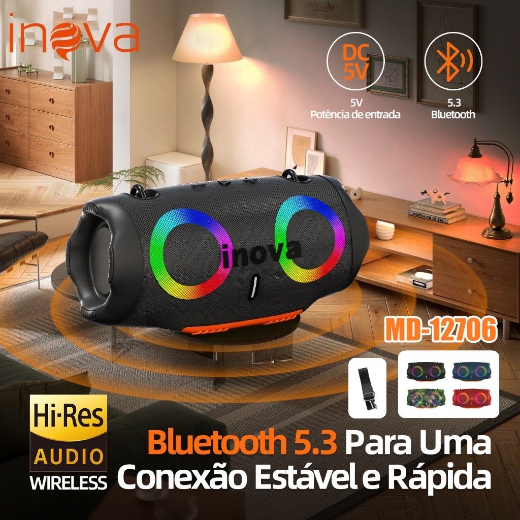 Caixa de Som Bluetooth Inova Xtreme 4 RGB Resistente à Água IPX6 — foto 5