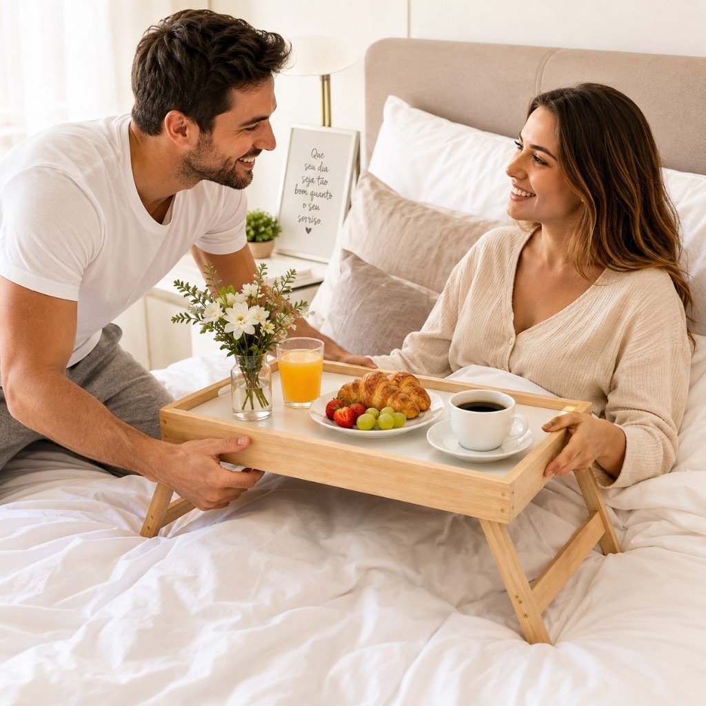 Mesa Bandeja Dobrável de Madeira Pinus para Café na Cama 38 cm — foto 3