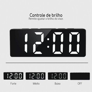 Relógio Despertador Digital de Mesa LED USB e Pilha AAA Preto — foto 9