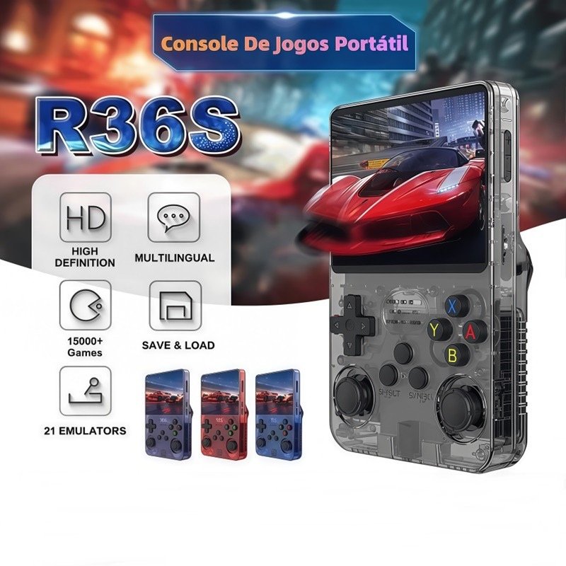 Console Portátil R36S 64GB Linux Tela IPS 3.5 Polegadas com 15.000 Jogos — foto 1