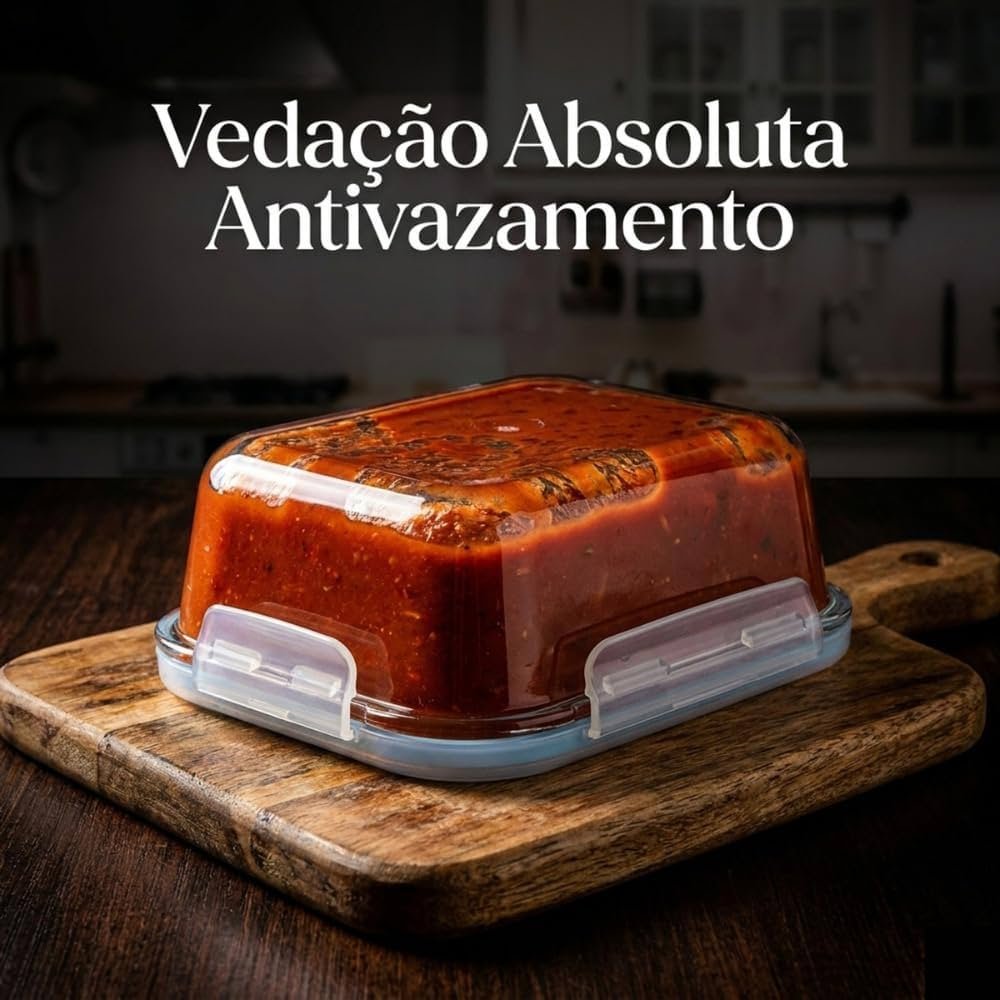 Kit 10 Potes de Vidro Herméticos 640ml com 4 Travas — foto 3