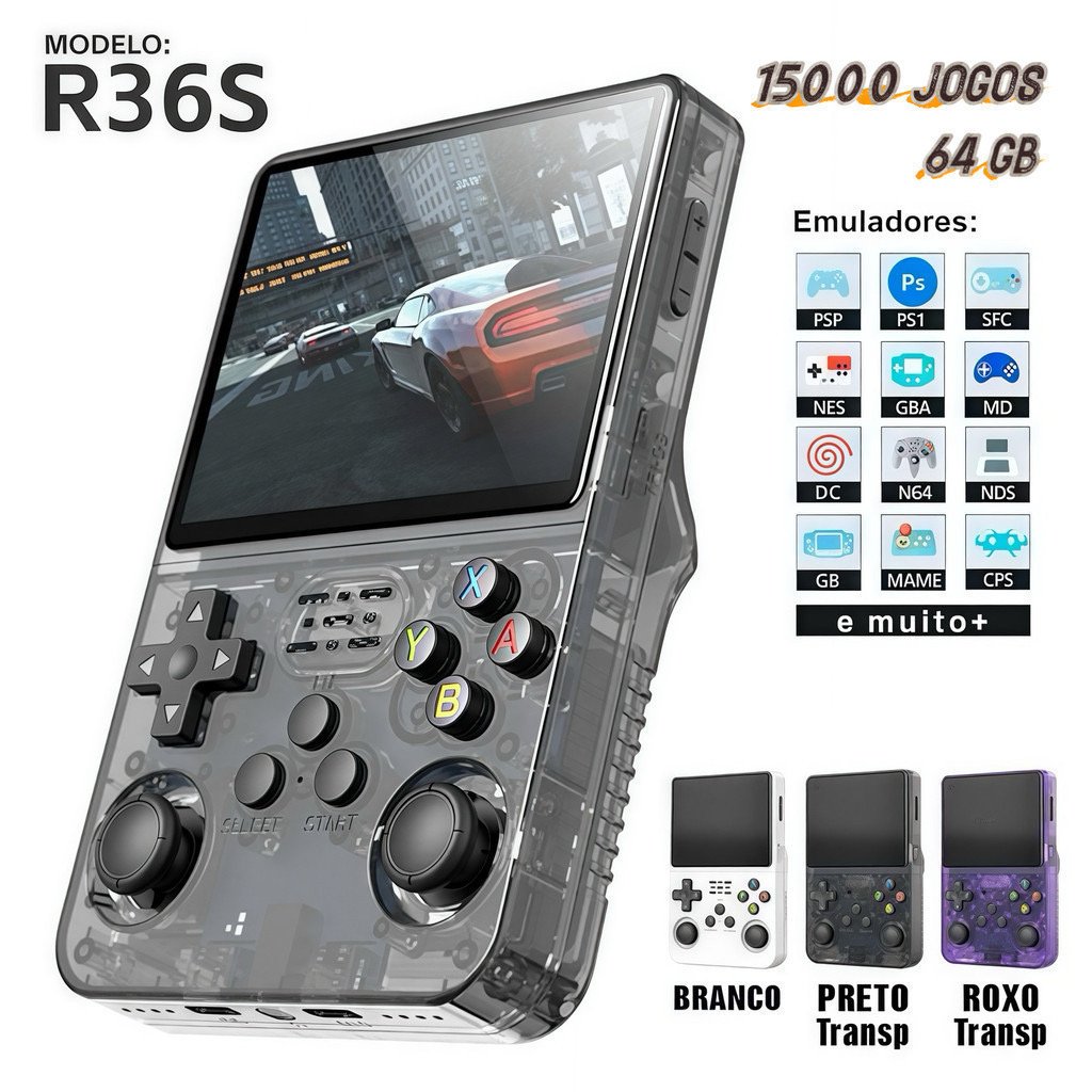 Console Portátil R36S 64GB Linux Tela IPS 3.5 Polegadas com 15.000 Jogos — foto 2