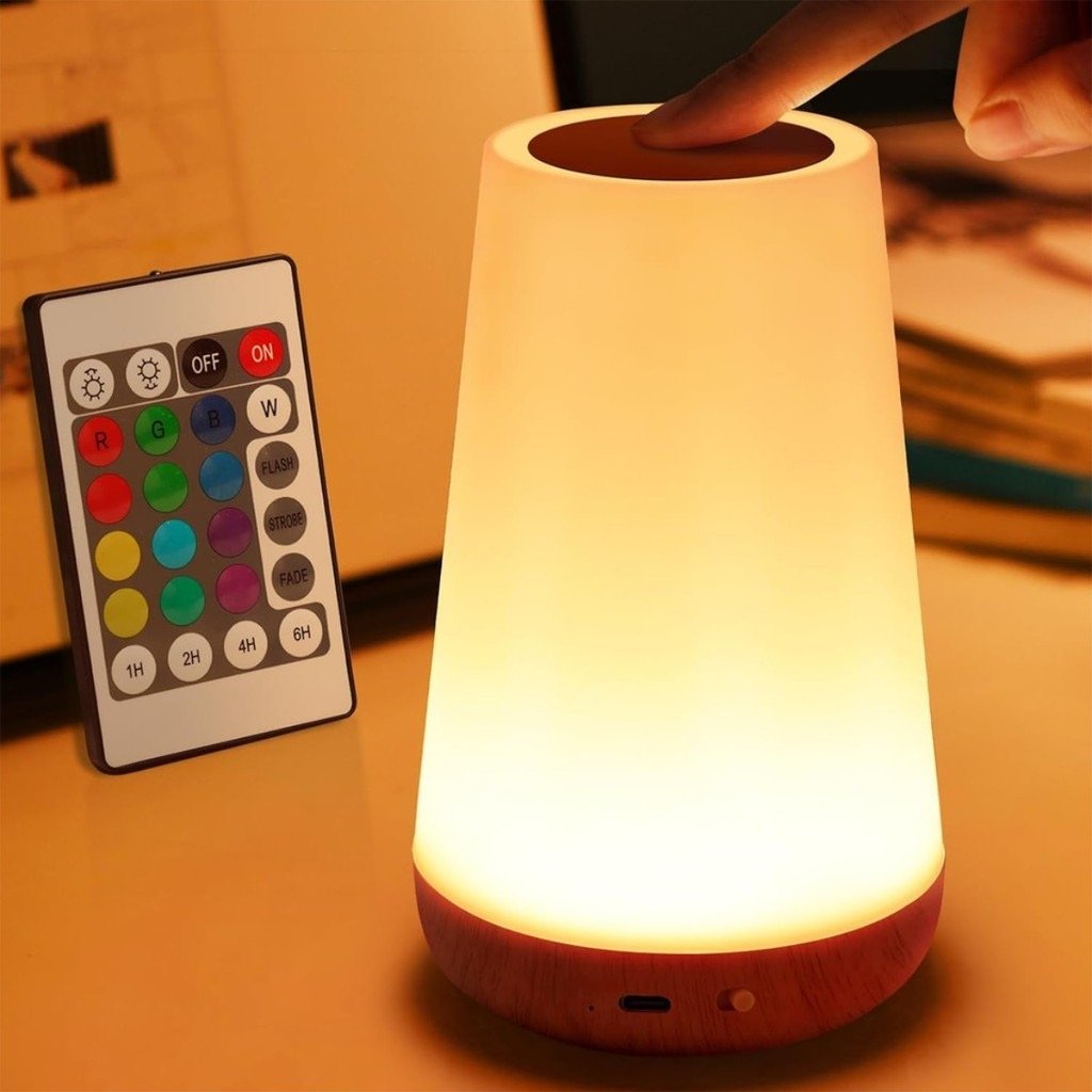 Abajur LED Recarregável com Controle Remoto e Touch, 13 Cores, Temporizador e 5 Níveis de Brilho — foto 1