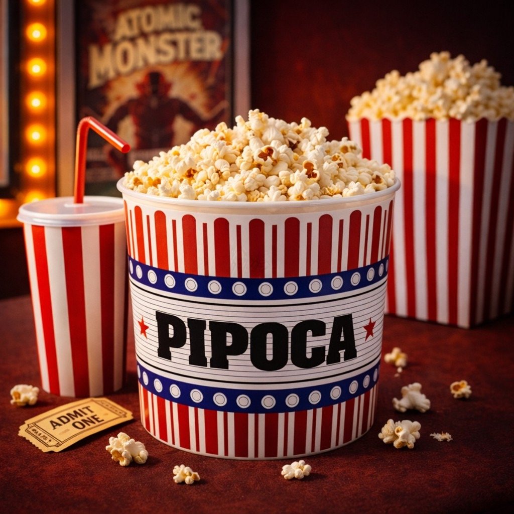 Balde de Pipoca 2 Litros com Tampa Reutilizável Tema Cinema — foto 4