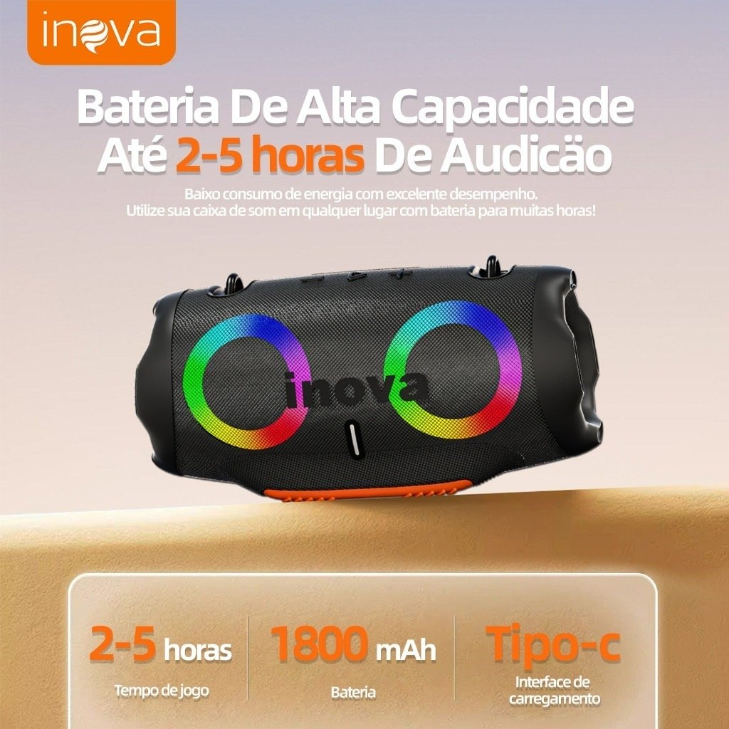 Caixa de Som Bluetooth Inova Xtreme 4 RGB Resistente à Água IPX6 — foto 6