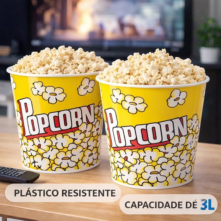 Balde de Pipoca em Plástico Resistente Amarelo — foto 5