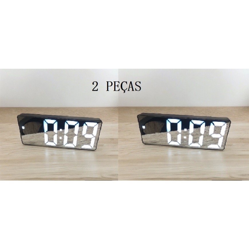 Relógio Despertador Digital de Mesa LED USB e Pilha AAA Preto — foto 8