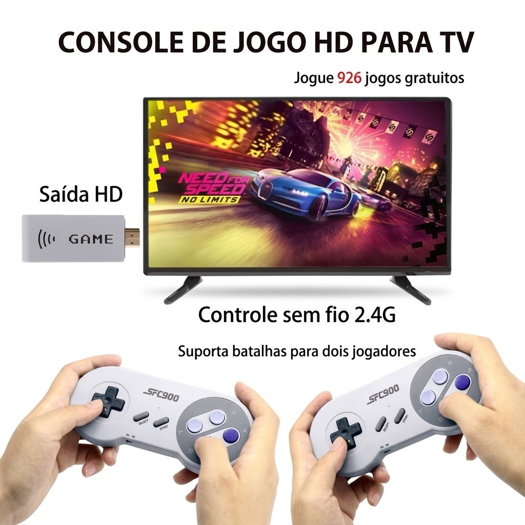 Video Game Retrô SF900 com 2400 Jogos e 2 Controles Sem Fio — foto 7