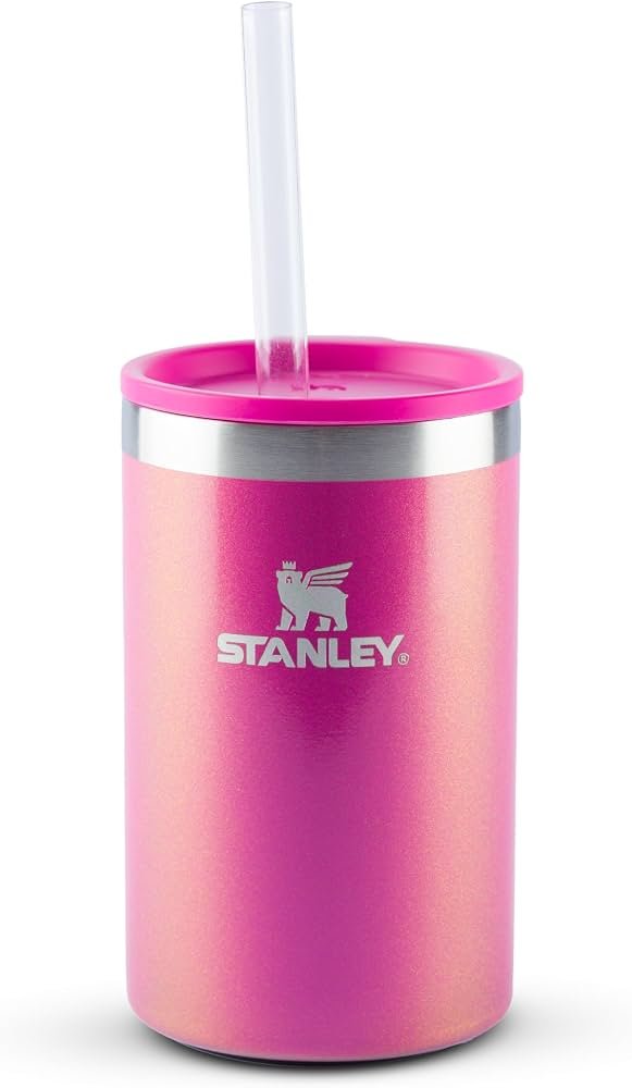 Stanley Can Cooler com Tampa e Canudo 296 ml Dazzle Pink Shimmer