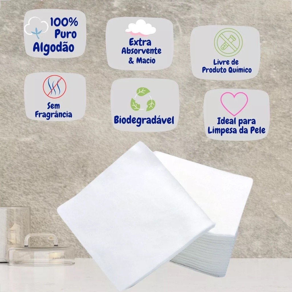 Algodão Quadrado Sem Perfume Cremer Kit com 3 Pacotes de 100 Unidades — foto 5