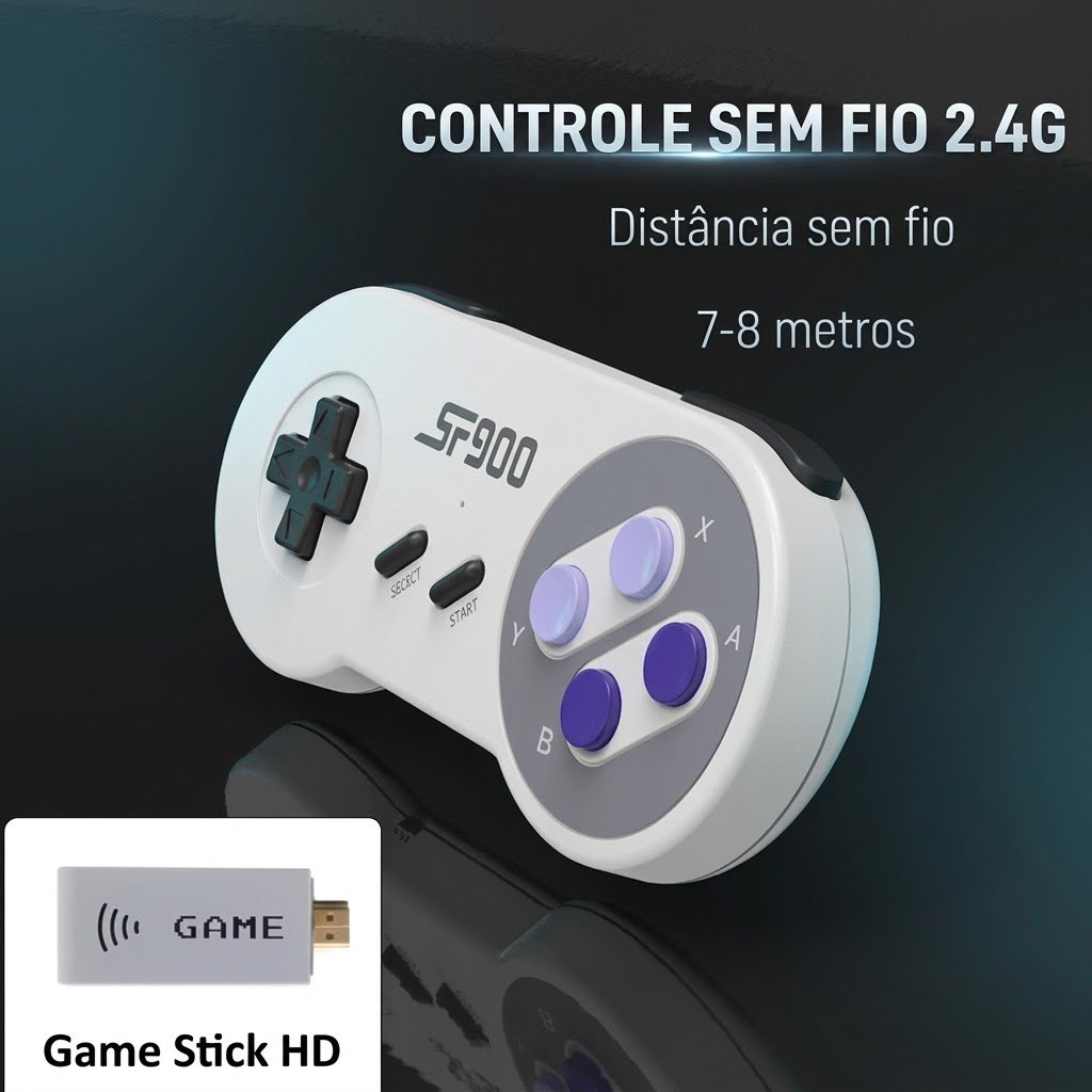 Video Game Retrô SF900 com 2400 Jogos e 2 Controles Sem Fio — foto 6